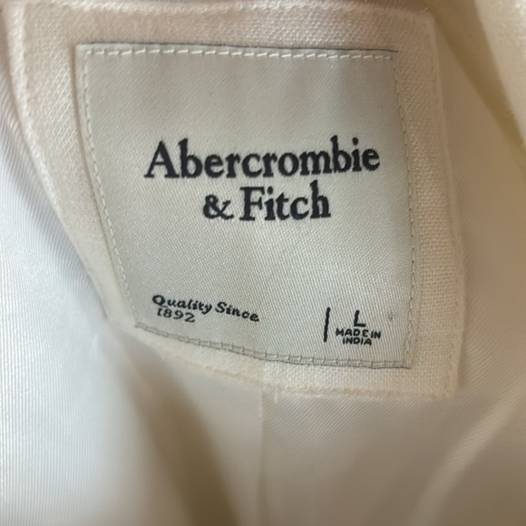 Abercrombie White Linen Cropped blazer Large - Picture 3 of 6
